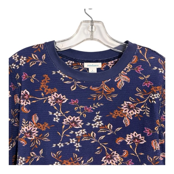 Sundance Navy Floral Long Sleeve Thermal Waffle Top - Picture 4 of 8